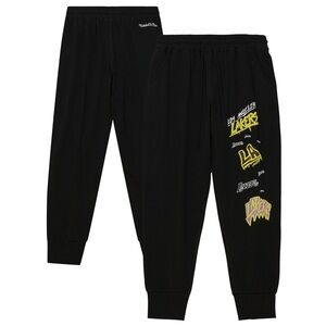 Los Angeles Lakers Mitchell & Ness Black Slap Sticker Jogger Pants